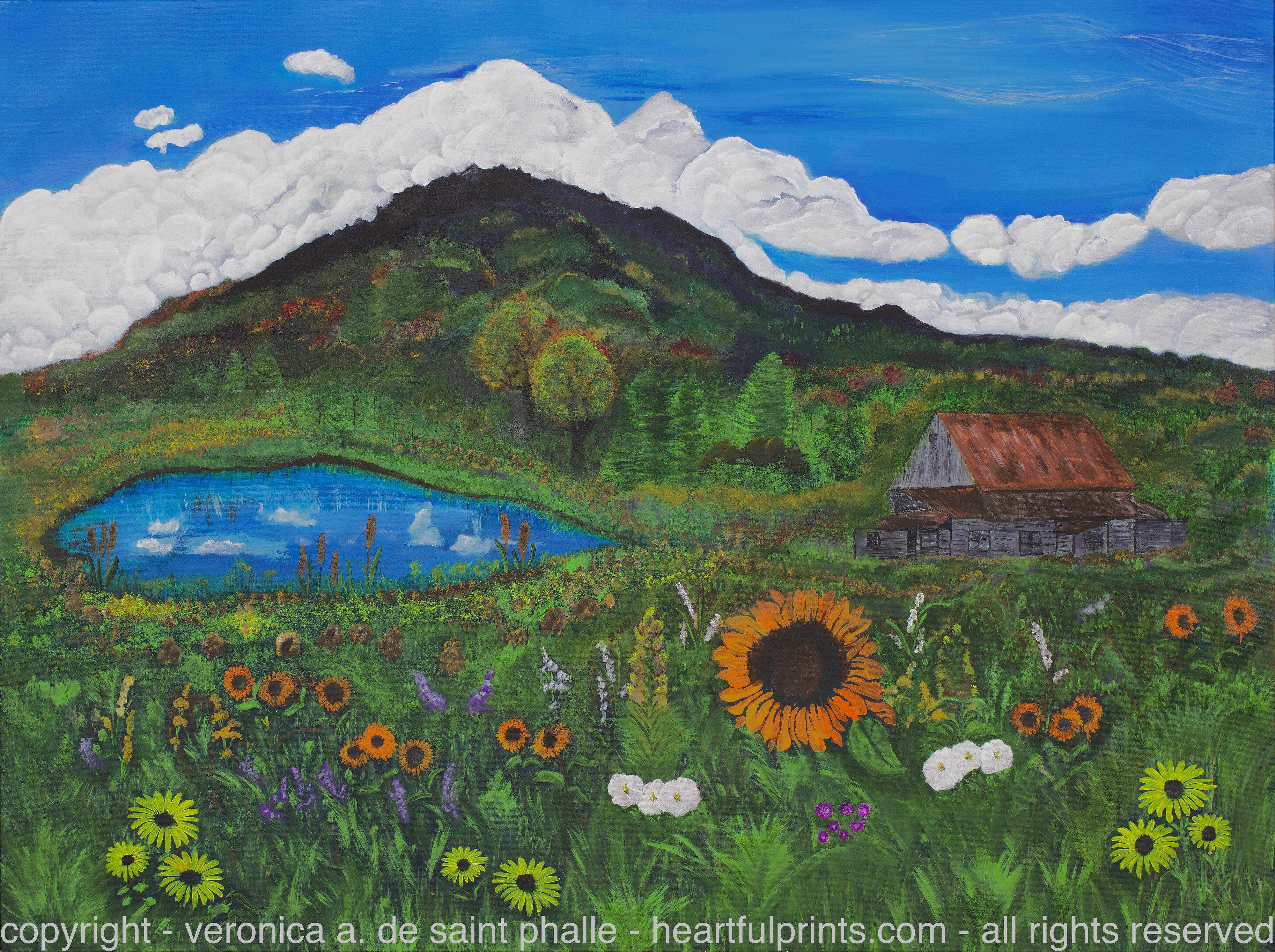 Veronica de Saint Phalle - “Barn ‘n Mountain” - acrylic on canvas